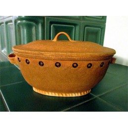 oválná forma na chleba - kameninová forma s poklicí na pečení (ruční výroba)