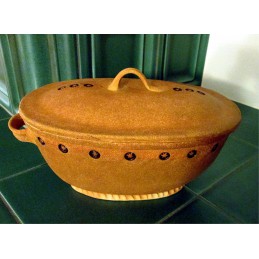oválná forma na chleba - kameninová forma s poklicí na pečení (ruční výroba)