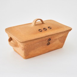 hranatá forma na chleba - kameninová forma s poklicí na chleba (ruční výroba)