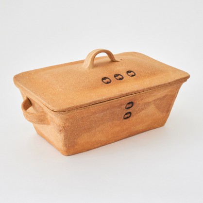 hranatá forma na chleba - kameninová forma s poklicí na chleba (ruční výroba)