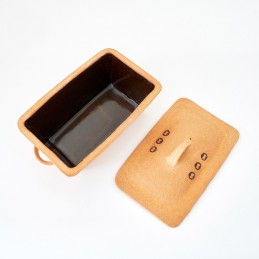 hranatá forma na chleba - kameninová forma s poklicí na chleba (ruční výroba)