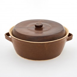 hrnec (kastrol) s poklicí 4,5L - kameninový hrnec na pečení (ruční výroba)