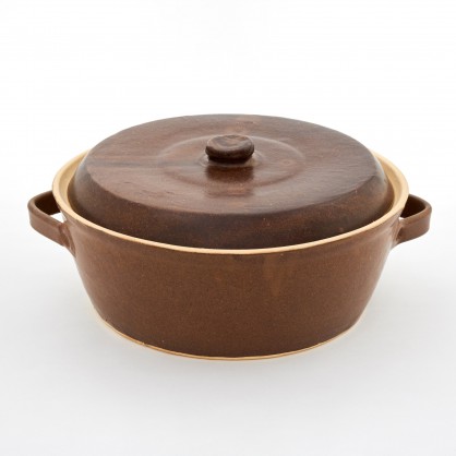 hrnec (kastrol) s poklicí 4,5L - kameninový hrnec na pečení (ruční výroba)