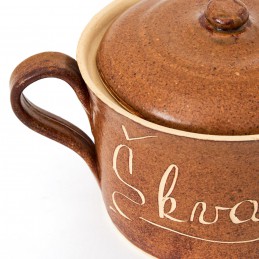 hrnec 1L na škvarky kameninový (ruční výroba)