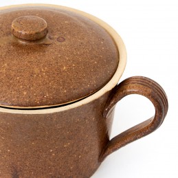 hrnec 0,5L s uchem a poklicí - kameninový hrnec (ruční výroba)