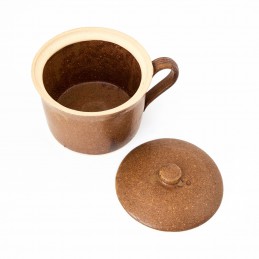 hrnec 1L s uchem a poklicí - kameninový hrnec (ruční výroba)