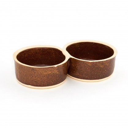 miska pro zvířata dvojitá 2x0,5L - kameninová miska (ruční výroba)