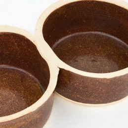 miska pro zvířata dvojitá 2x0,5L - kameninová miska (ruční výroba)