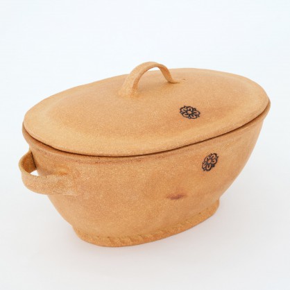 oválná forma na chleba - kameninová forma s poklicí na chleba (ruční výroba)