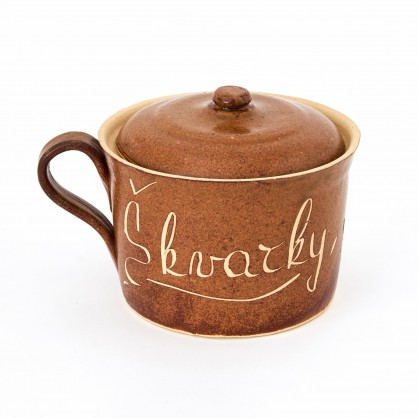 hrnec 1L na škvarky kameninový (ruční výroba)