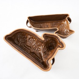 beránek dvoudílný velký celoglazovaný - kameninová forma na beránka (ruční výroba)