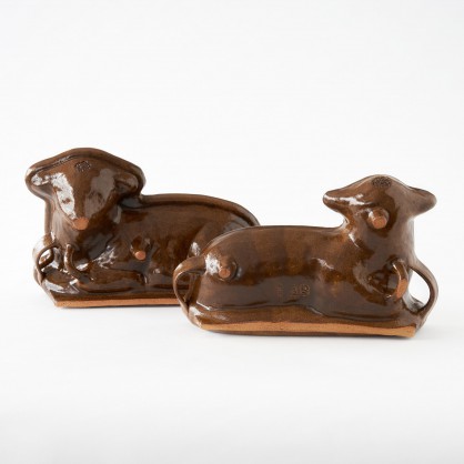 beránek dvoudílný velký celoglazovaný - kameninová forma na beránka (ruční výroba)