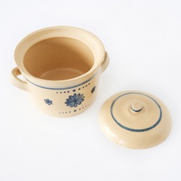 hrnec 1L s uchem a poklicí světlý - kameninový hrnec (ruční výroba)