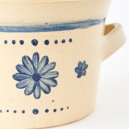 hrnec 1L s uchem a poklicí světlý - kameninový hrnec (ruční výroba)