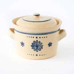 hrnec 0,5L s uchem a poklicí světlý - kameninový hrnec (ruční výroba)