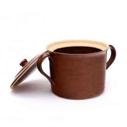 hrnec 3L s uchy a poklicí - kameninový hrnec (ruční výroba)