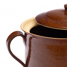 hrnec 3L s uchy a poklicí - kameninový hrnec (ruční výroba)