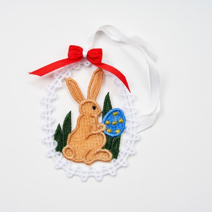 velikonoční dekorace VII - velikonoční zajíček - vyšívaná krajka