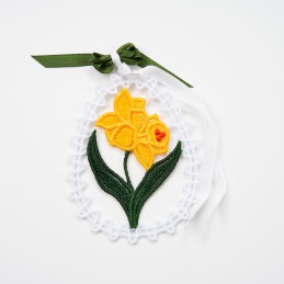 velikonoční dekorace VIII - velikonoční narcis - vyšívaná krajka