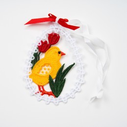 velikonoční dekorace XIII - velikonoční kuřátko - vyšívaná krajka