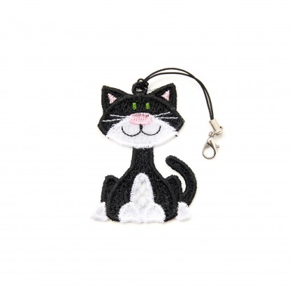 závěsná dekorace I - kočka - vyšívaná krajka