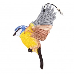 sýkorka modřinka - závěsná dekorace ptáček I - vyšívaná krajka
