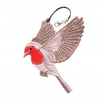 červenka - závěsná dekorace ptáček ViI - vyšívaná krajka