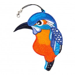 ledňáček - závěsná dekorace ptáček XIV - vyšívaná krajka