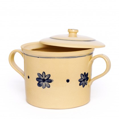 hrnec 3L s uchy a poklicí světlý - kameninový hrnec (ruční výroba)