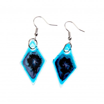 náušnice X - malované sklo (ruční výroba)