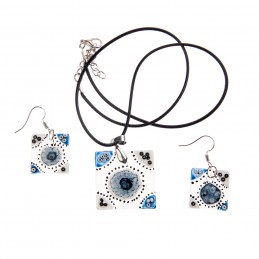 sada (náušnice a přívěsek) II - malované sklo (ruční výroba)