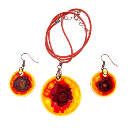 sada (náušnice a přívěsek) IV - malované sklo (ruční výroba)