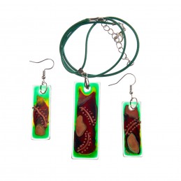 sada (náušnice a přívěsek) V - malované sklo (ruční výroba)