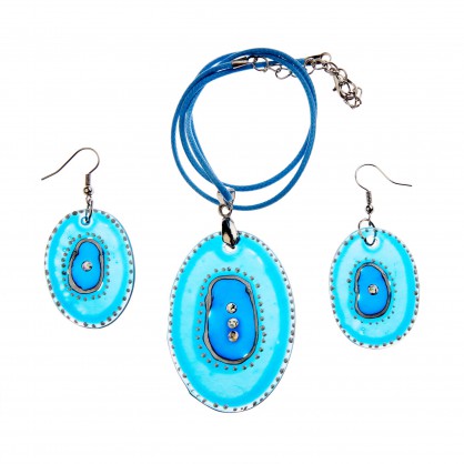 sada (náušnice a přívěsek) VI - malované sklo (ruční výroba)