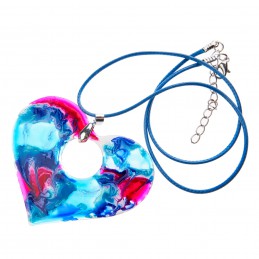 přívěsek X - srdce - malované sklo (ruční výroba)