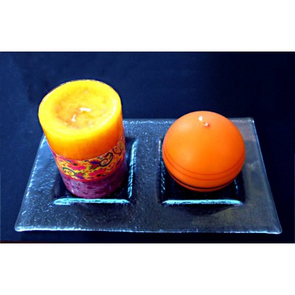 dvojmiska čírá - svícen (ruční práce)