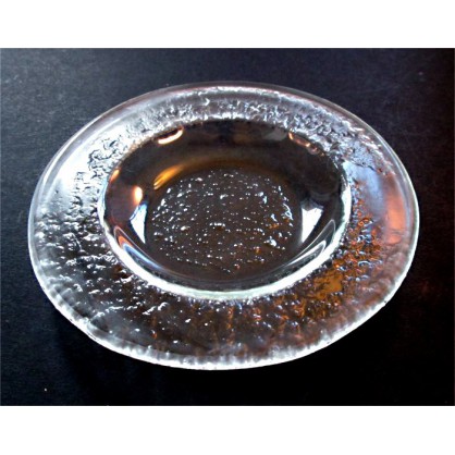 talíř kulatý čirý (ruční práce)