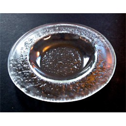 talíř kulatý čirý (ruční práce)